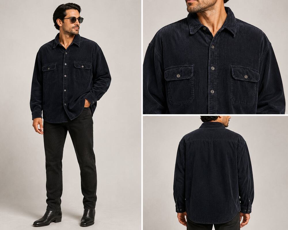 Wolverine Men's XL Black Corduroy Shirt Jacket Fleece Lined Button Front Shacket
